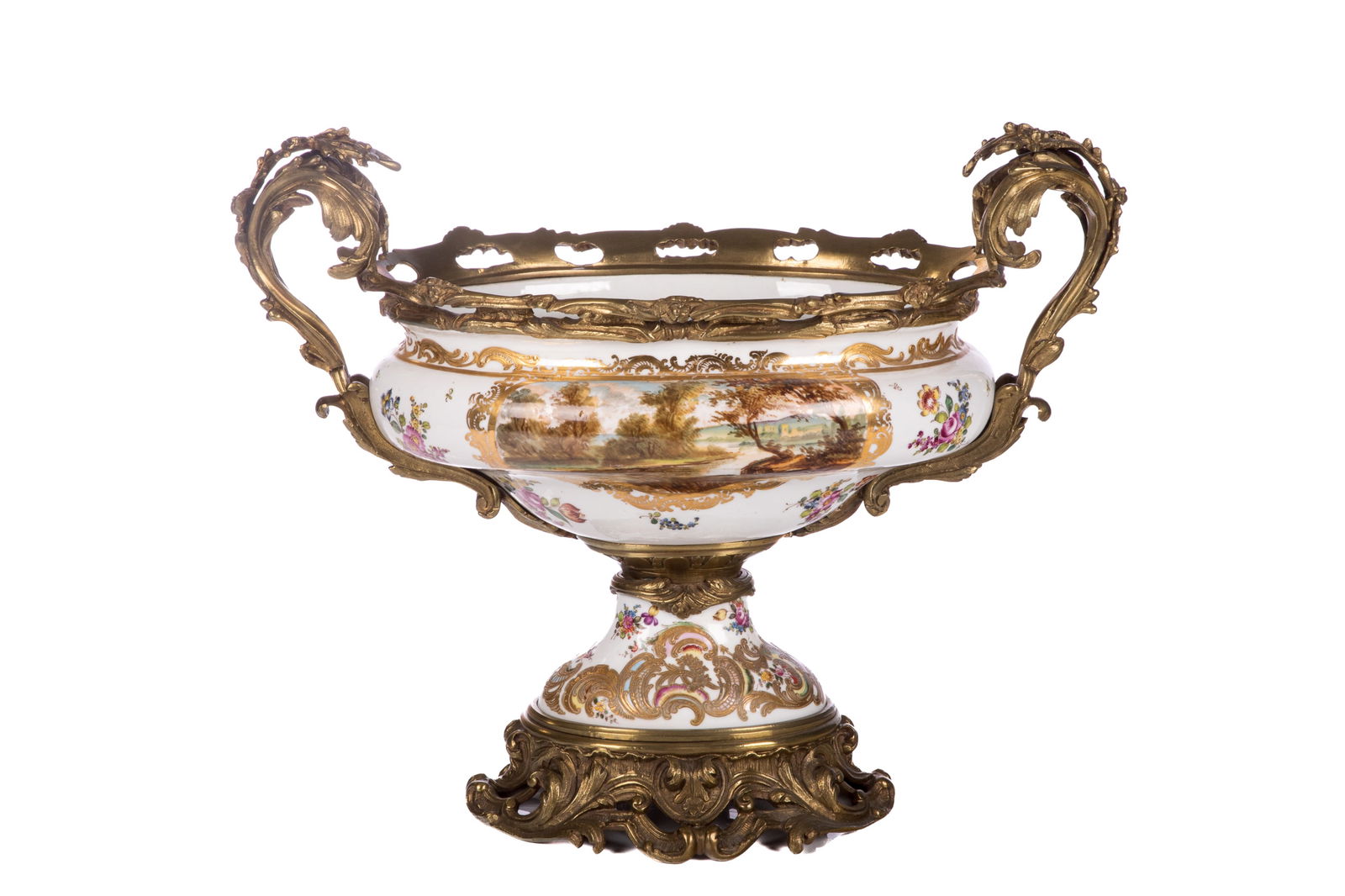 FRENCH PORCELAIN BRONZE MOUNTED CENTREPIECE (1 of 8)