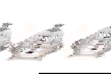 PAIR OF GEORGE IV PAUL STORR ENTREE DISHES, 3838g