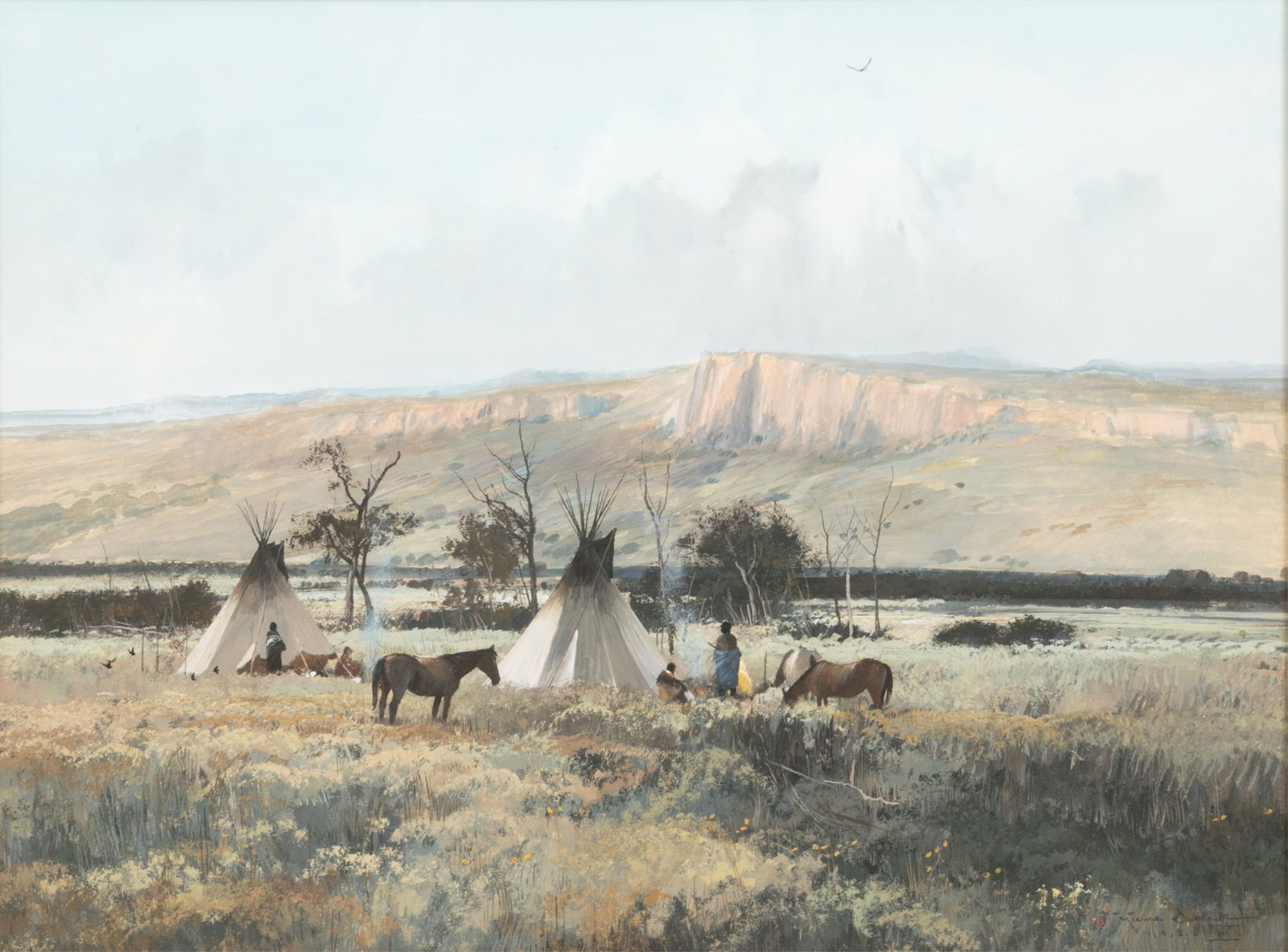 MICHAEL COLEMAN (American, b. 1946): Summer Encampment (1976) Gouache Signed bottom rightMeasurements (sight): H. 9 3/4" x W. 13 1/4"