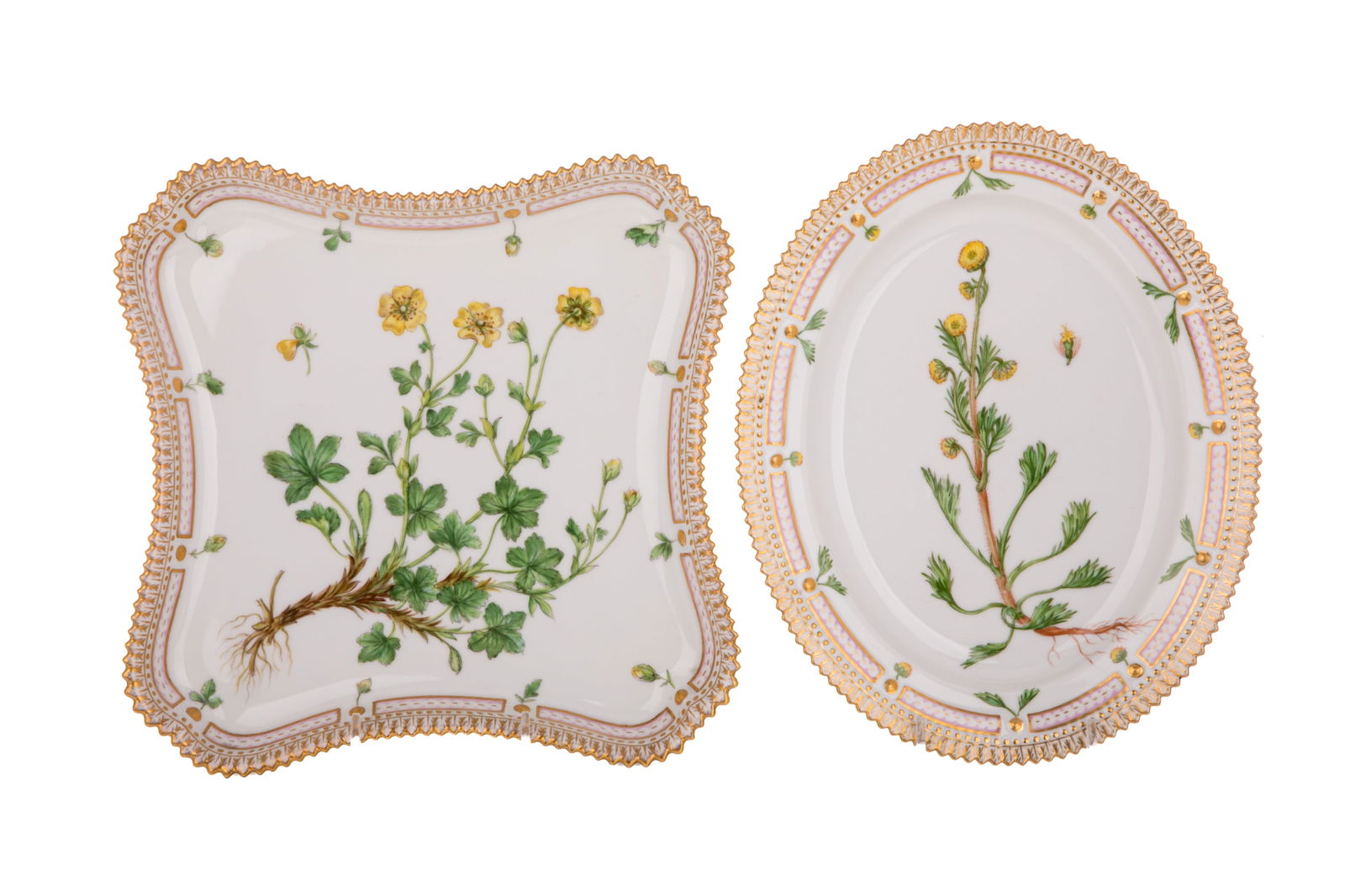 TWO ROYAL COPENHAGEN 'FLORA DANICA' SERVING PLATES (1 of 3)