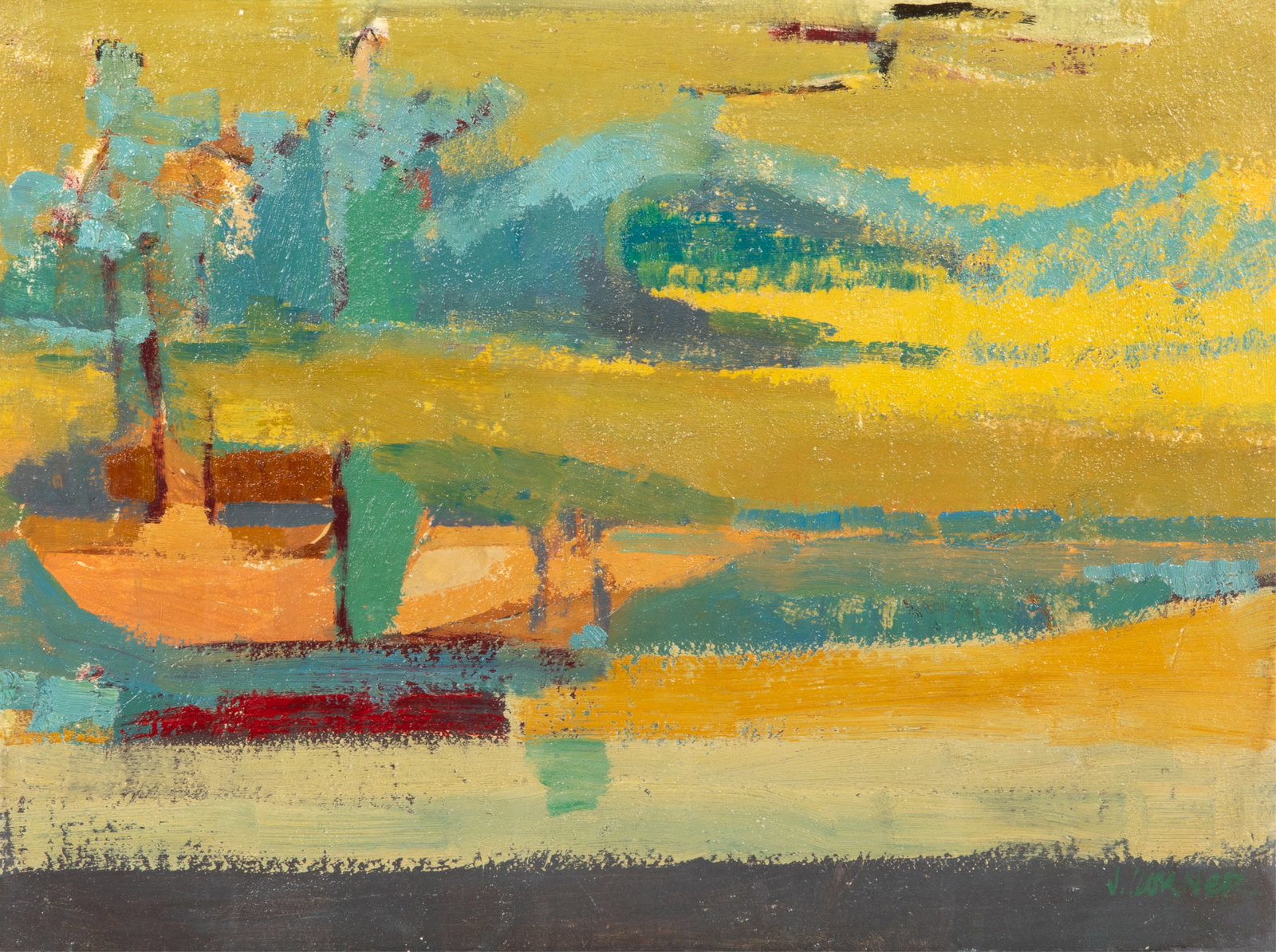 JOHN KORNER (Czech, 1913-2014): Landscape Oil on board Signed bottom rightH. 13 1/2" x W. 17 1/2" Provenance: Loranger Gallery (Toronto)