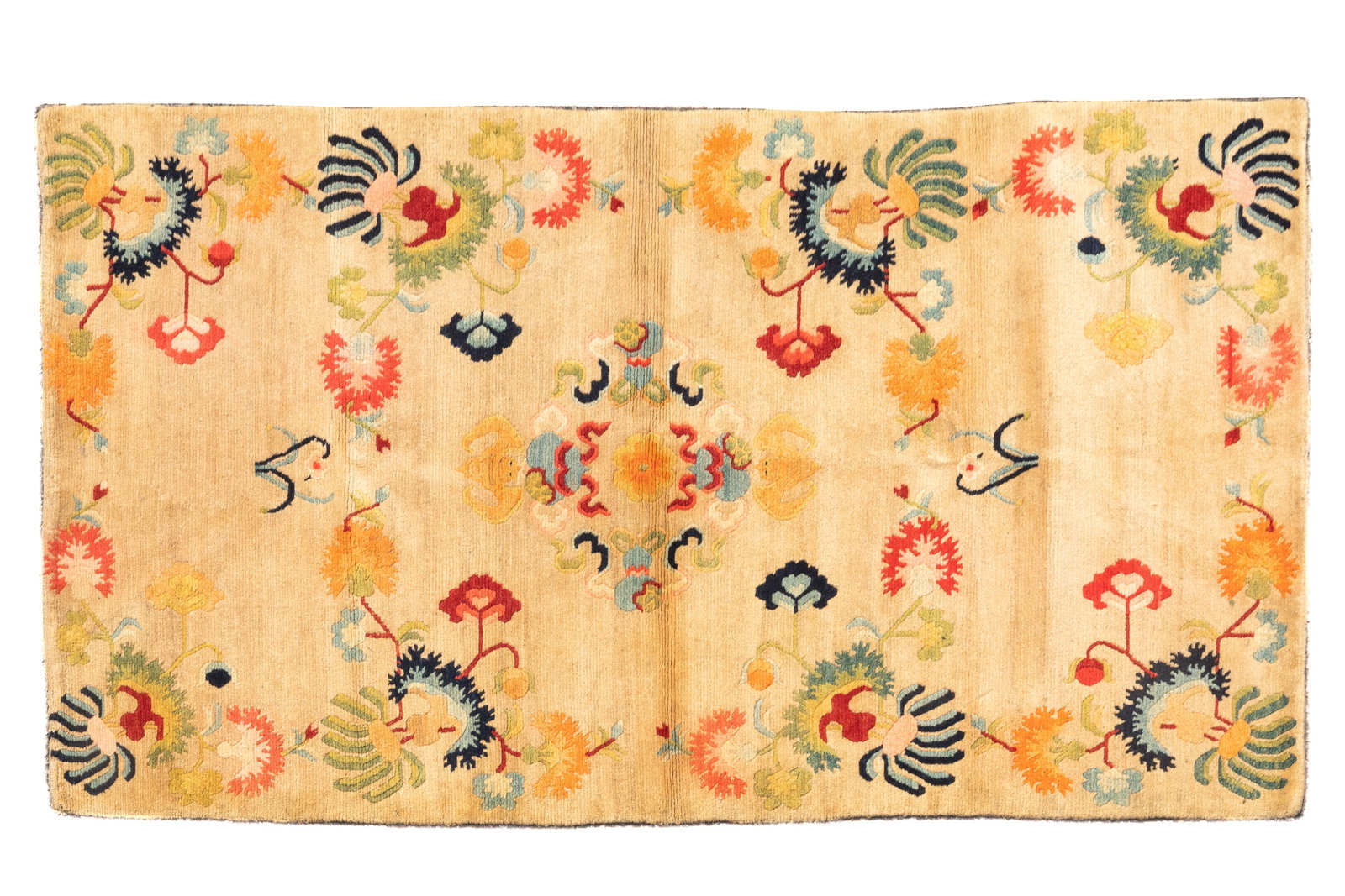 SMALL ANTIQUE TIBET CREAM GROUND RUG (1 of 3)