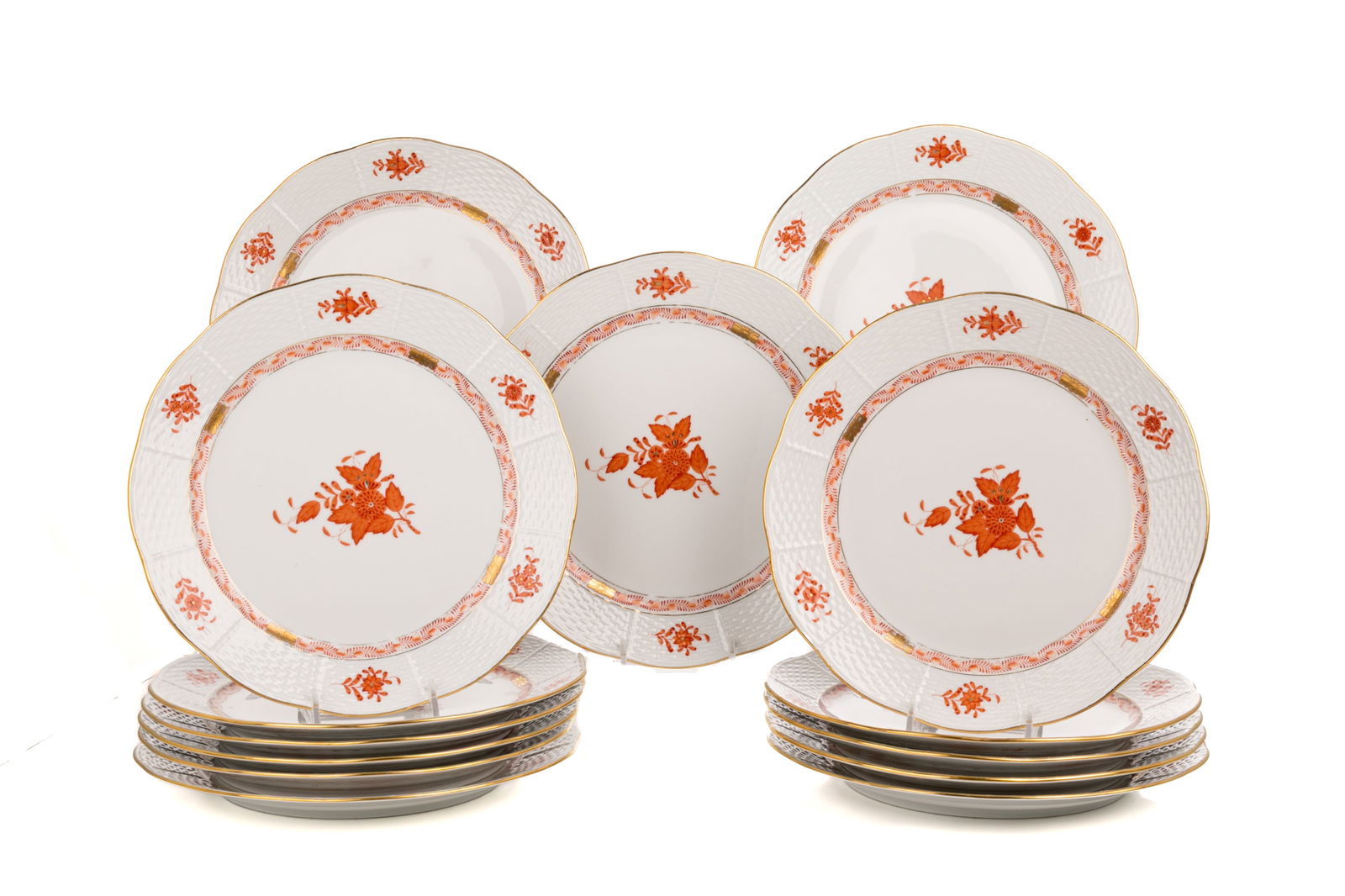 FOURTEEN HEREND 'CHINESE BOUQUET' DINNER PLATES (1 of 3)
