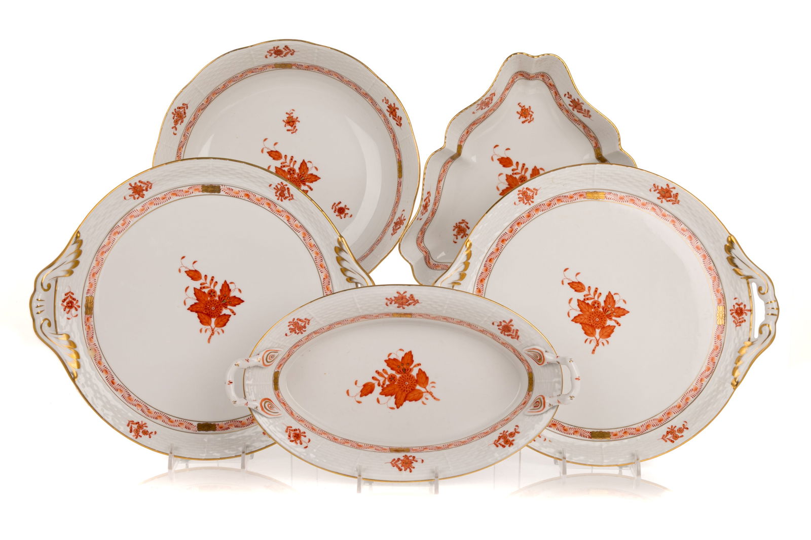 FIVE HEREND 'CHINESE BOUQUET' SERVING PIECES (1 of 3)