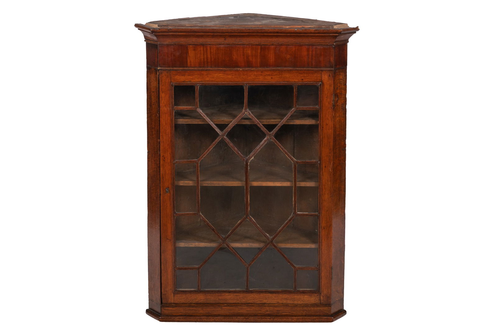 GEORGE III OAK HANGING CORNER CABINET (1 of 5)