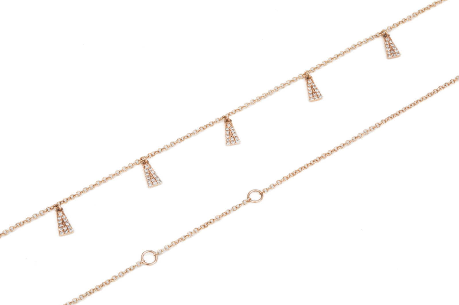MARK LASH ROSE GOLD & DIAMOND TASSEL NECKLACE 2.1g (1 of 4)