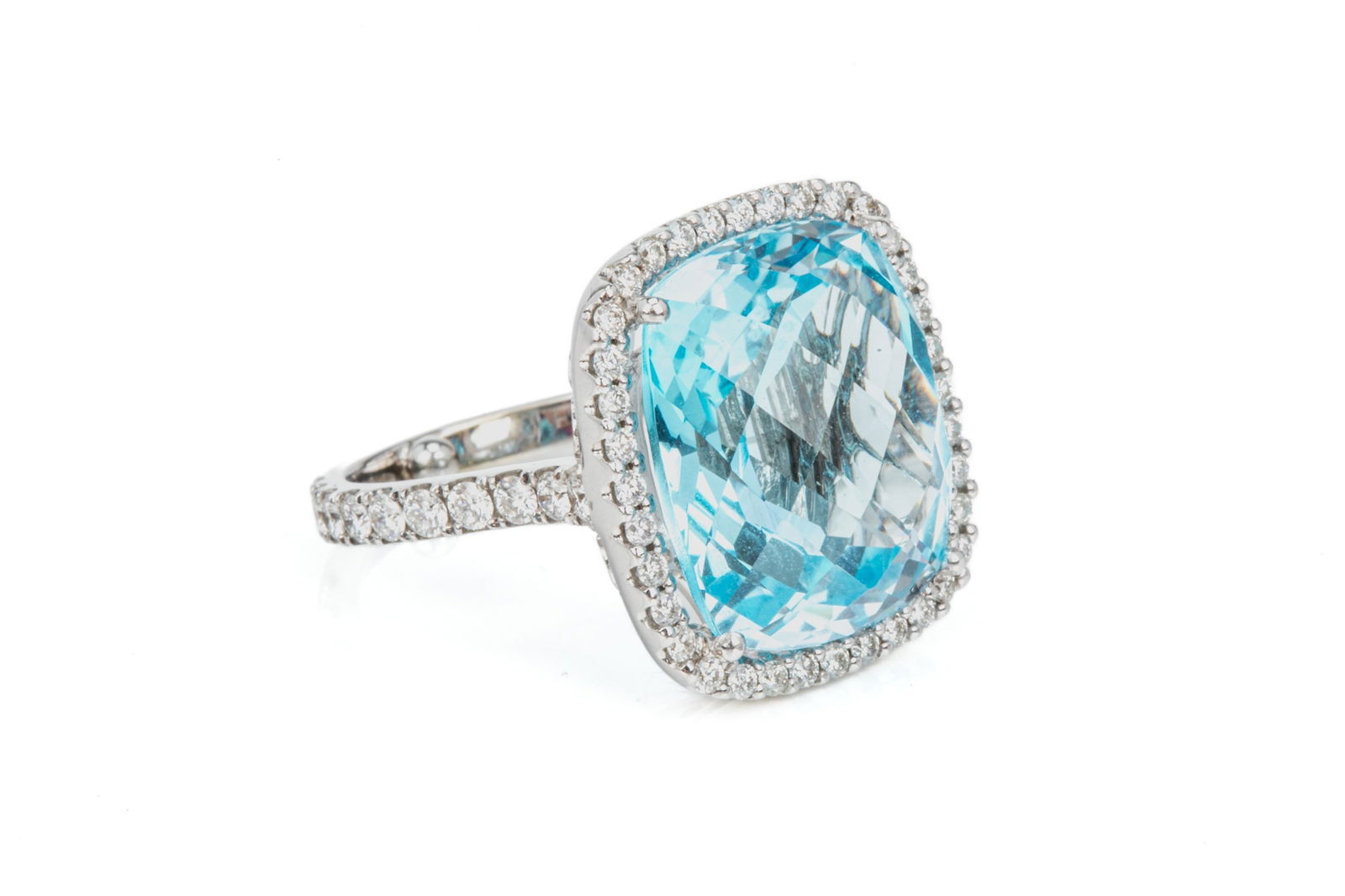 MARK LASH BLUE TOPAZ & DIAMOND CLUSTER RING, 10.2g (1 of 4)