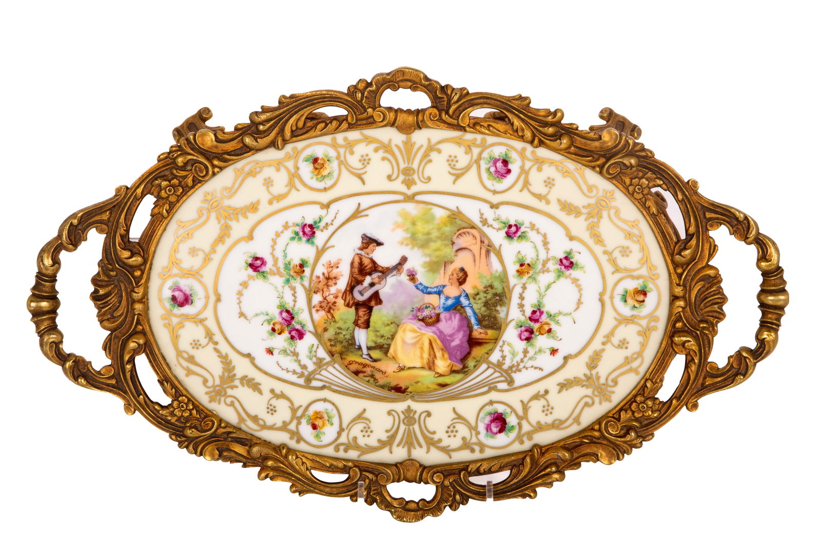 FRENCH BRONZE MOUNTED PORCELAIN TAZZA (1 of 6)