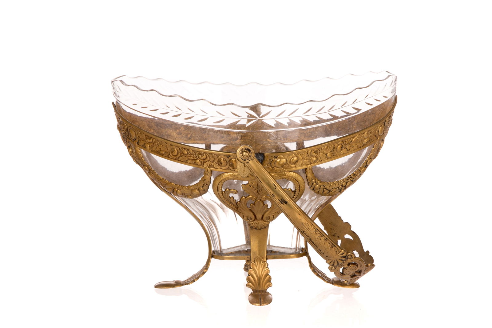 ANTIQUE FRENCH GLASS AND ORMOLU BASKET (1 of 5)