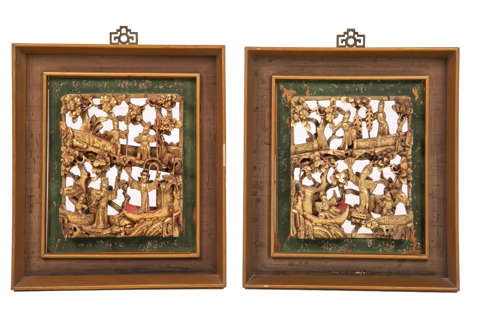 PAIR OF CARVED & GILT WOOD LACQUERED CARVINGS (1 of 2)