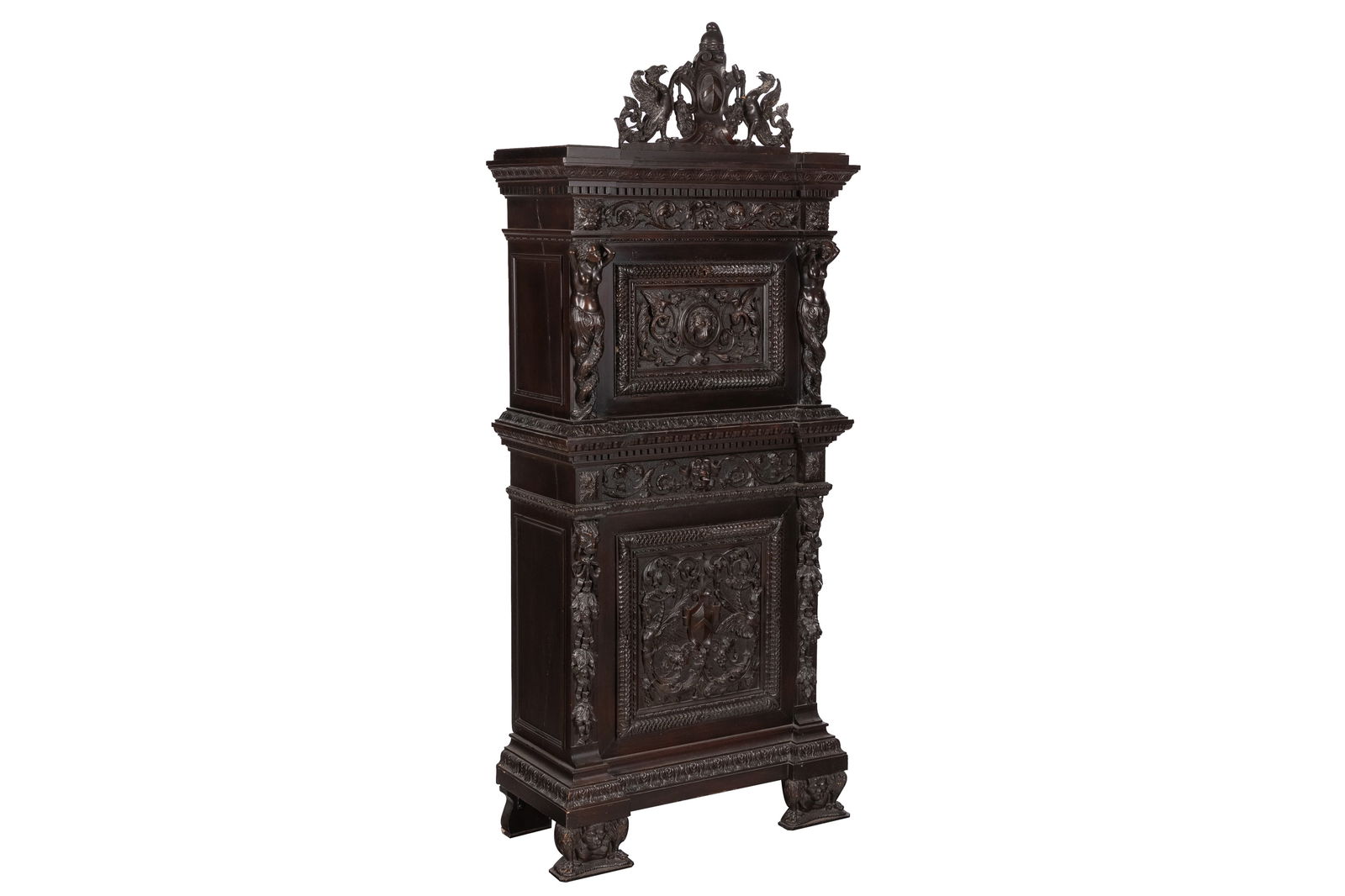 GOTHIC REVIVAL HEAVILY CARVED CABINET (1 of 5)