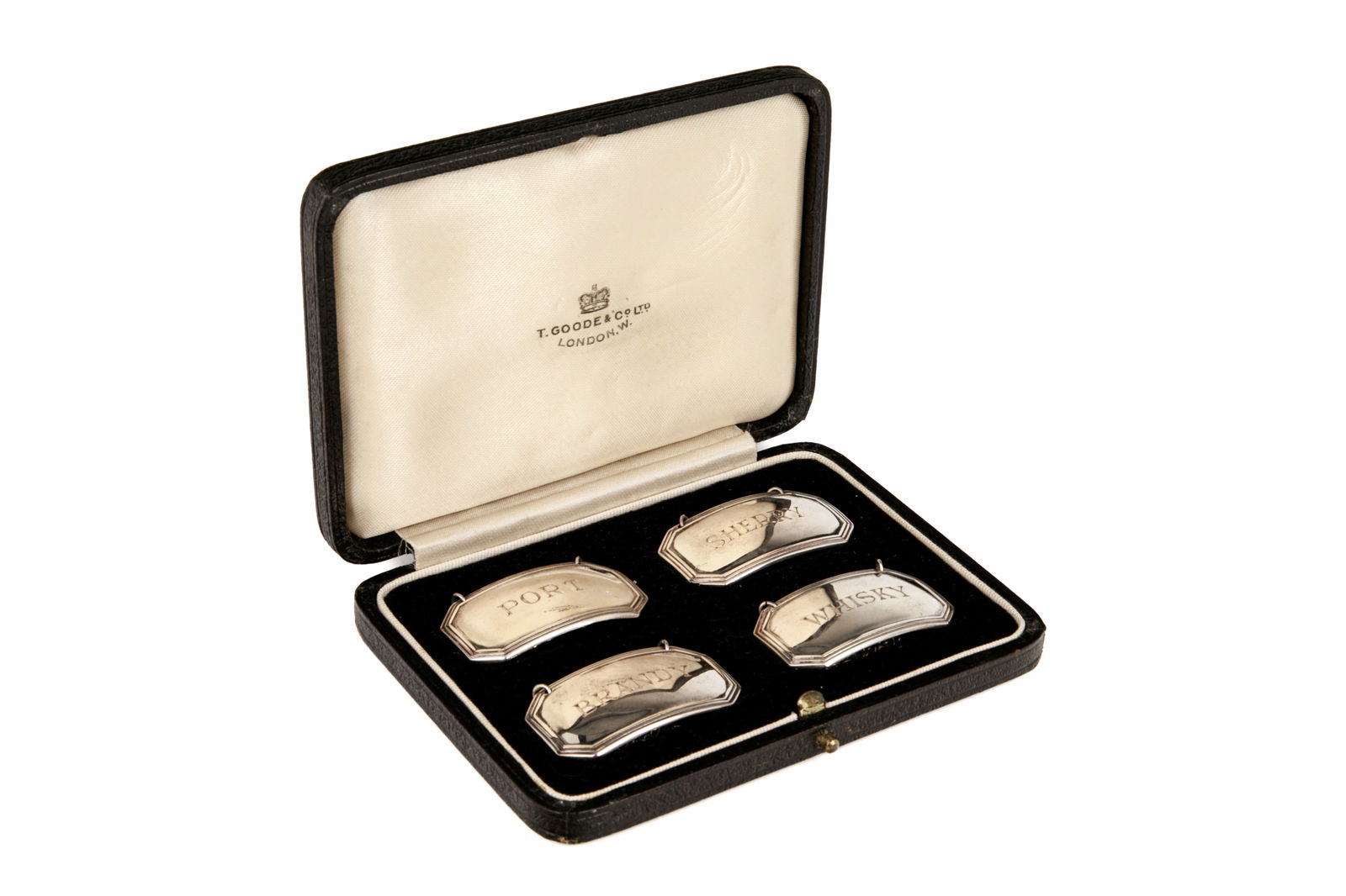 BOXED SET OF ENGLISH SILVER DECANTER LABELS, 35g (1 of 4)