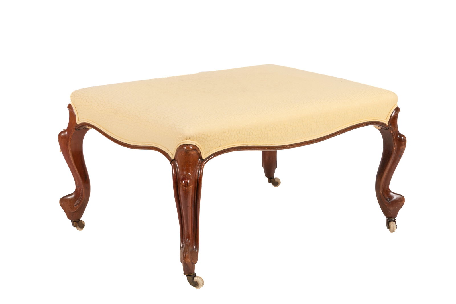 ENGLISH VICTORIAN CARVED WALNUT OTTOMAN (1 of 3)