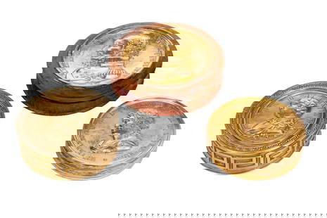 THREE 19th C COMMEMORATIVE BRASS SNUFF BOXES: Three commemorative brass snuff boxes with various generals or monarchs shown in profile on the face. Figures include the Prussian general Gebhard Leberecht von Blücher, the Spanish King Ferdinand VI