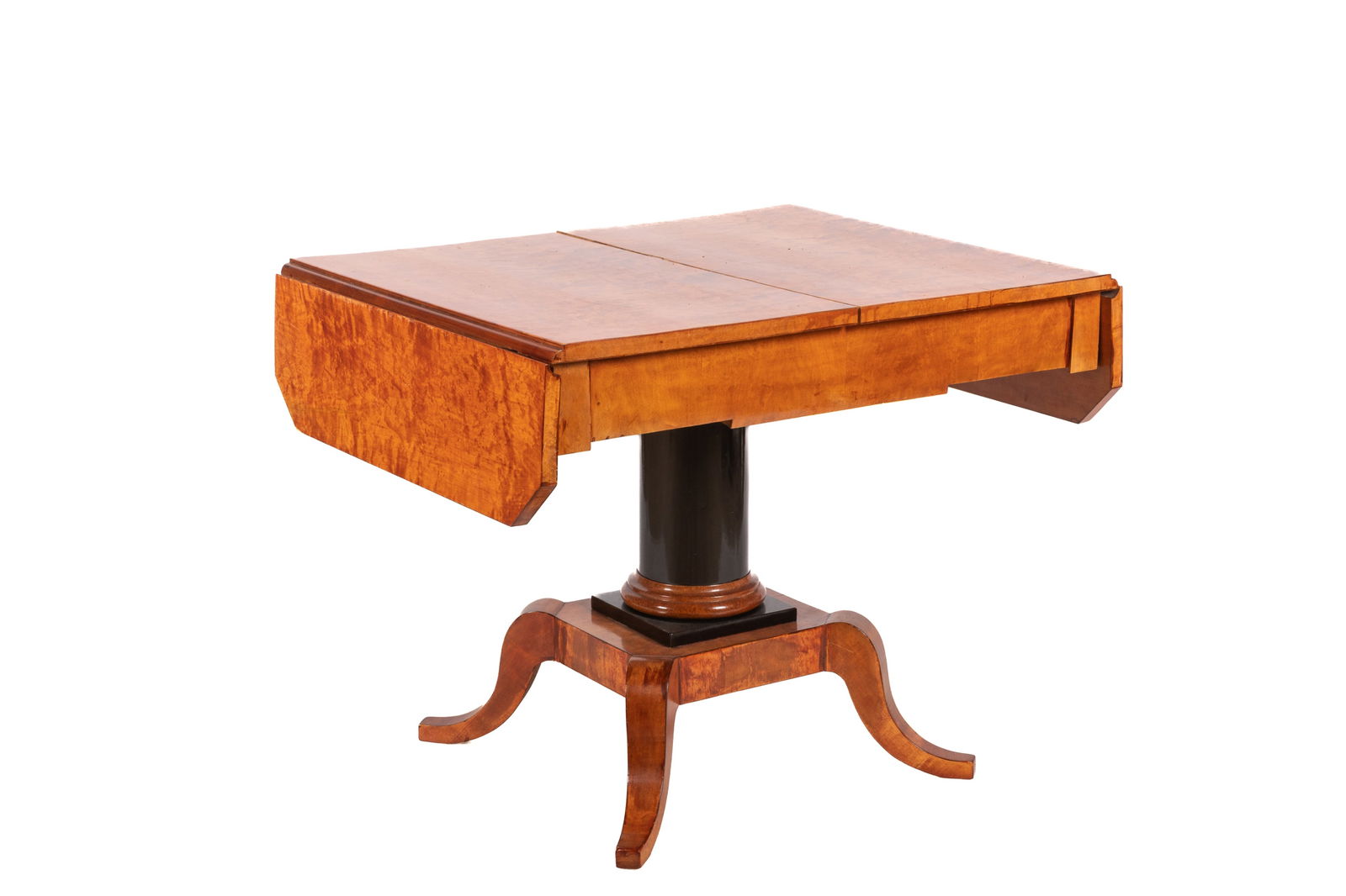 BIRDSEYE MAPLE SOFA TABLE WITH EBONIZED BASE (1 of 6)