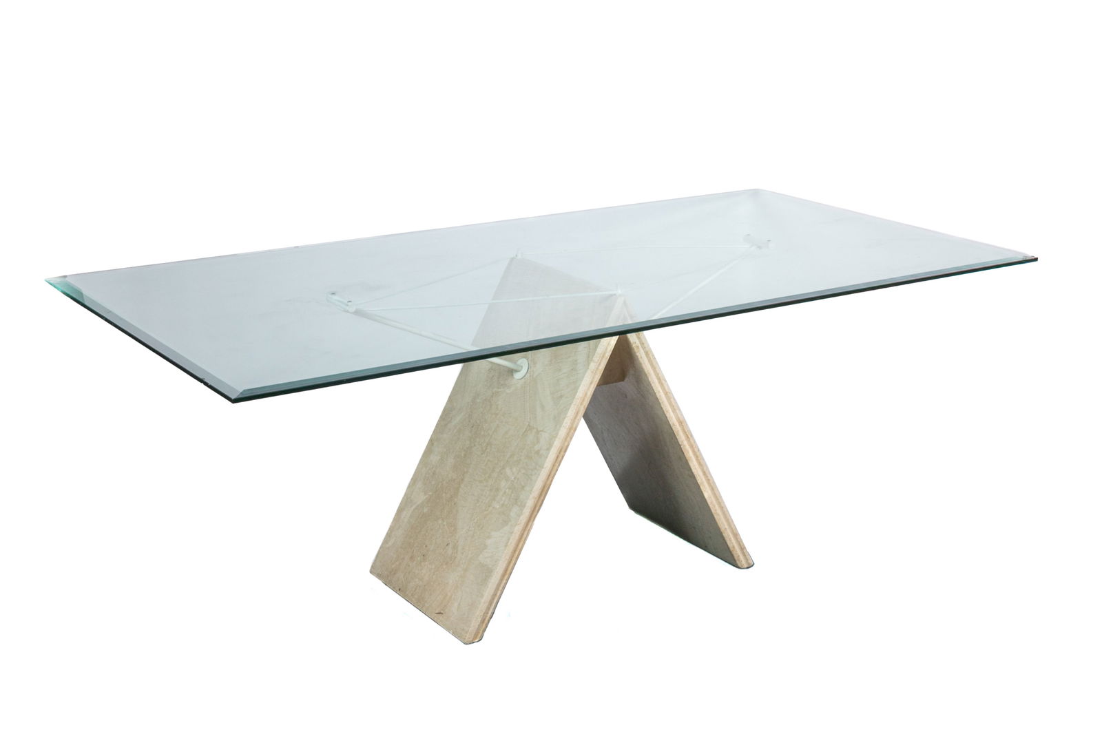 VINTAGE TAVERTINE AND GLASS DINING TABLE (1 of 2)