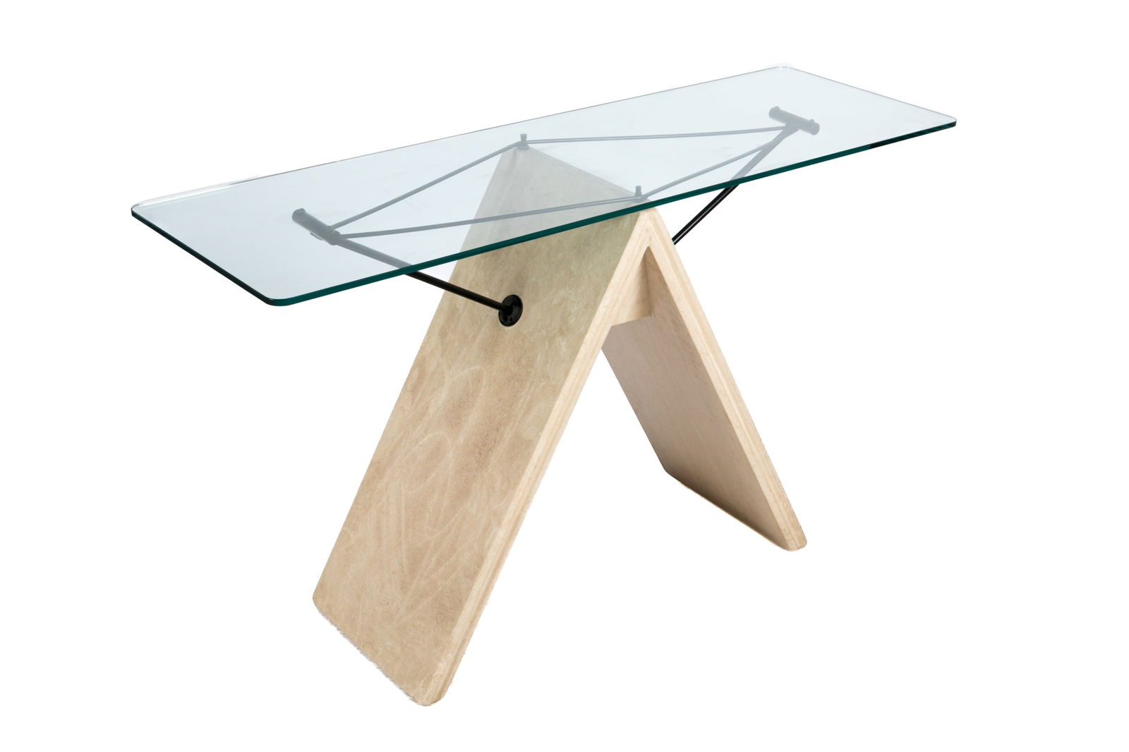 VINTAGE TAVERTINE AND GLASS CONSOLE TABLE (1 of 2)