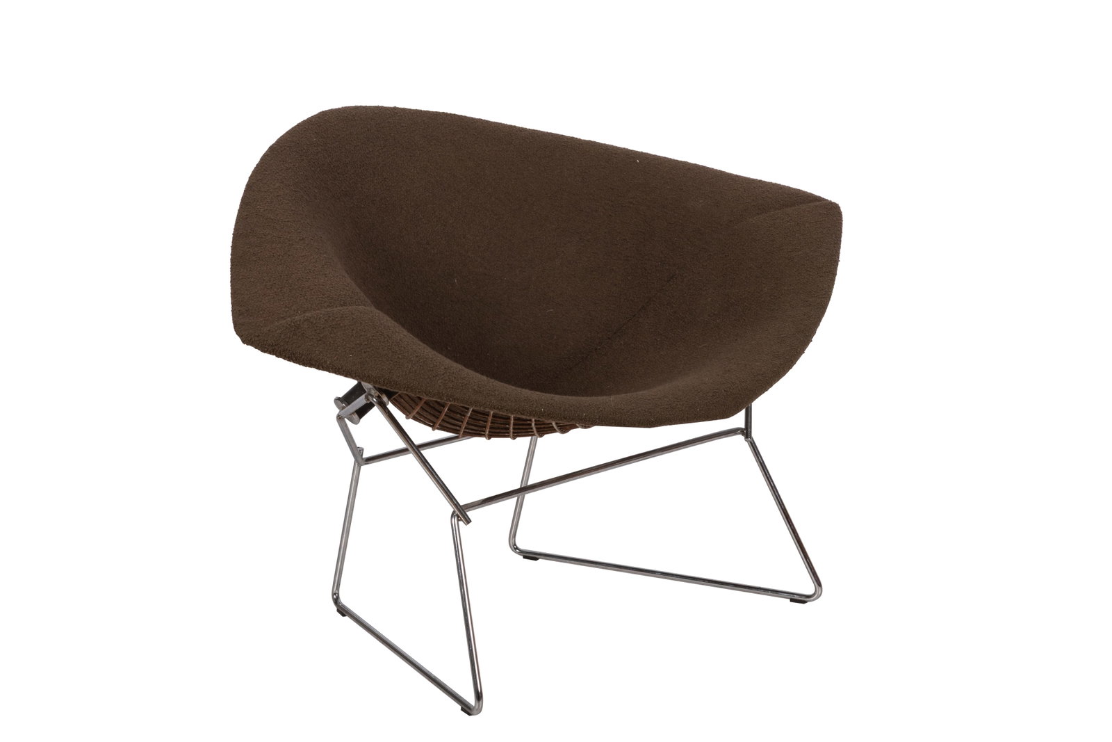 BROWN BERTOIA DIAMOND LOUNGE CHAIR FULL COVER: H 27.5" x W 44.5" x D 30"