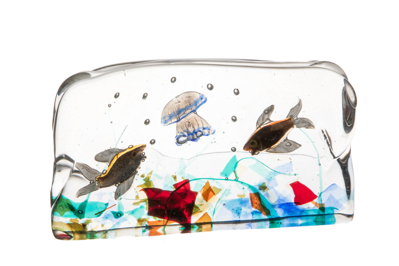 ITALIAN AQUARIUM GLASS PAPERWEIGHT SCULPTURE BLOCK (1 of 4)