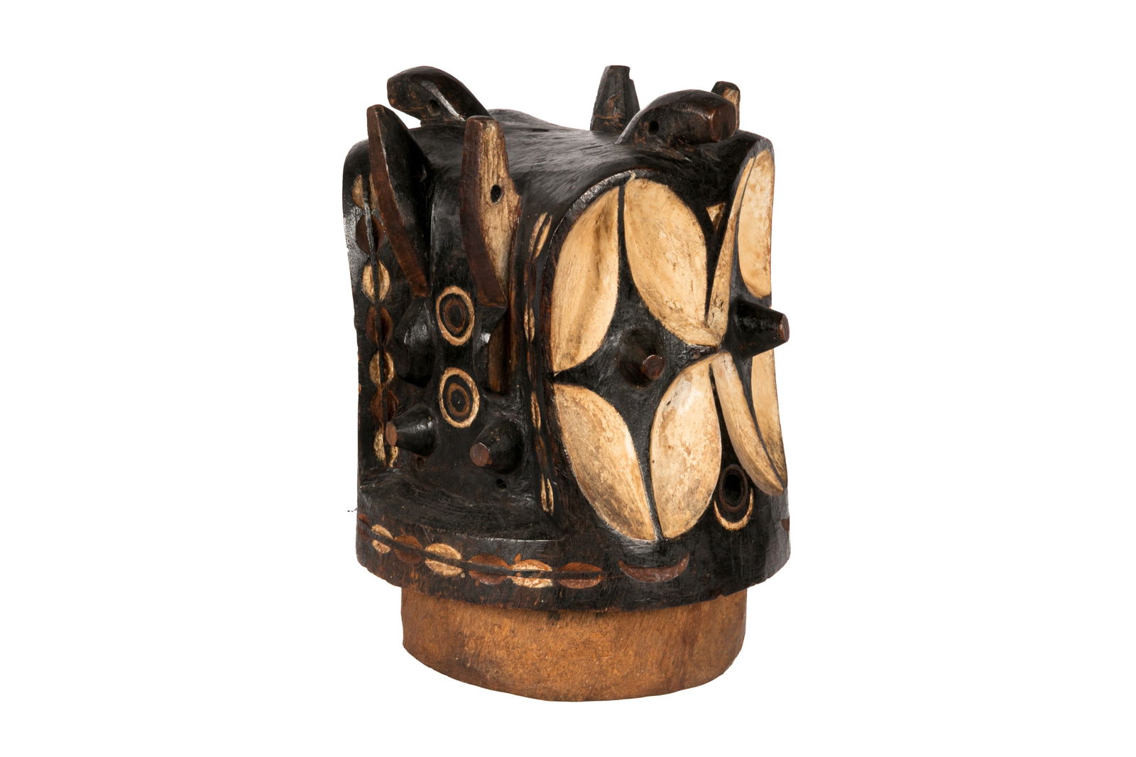 AFRICAN TRIBAL BEMBE CARVED WOOD HELMET MASK (1 of 4)