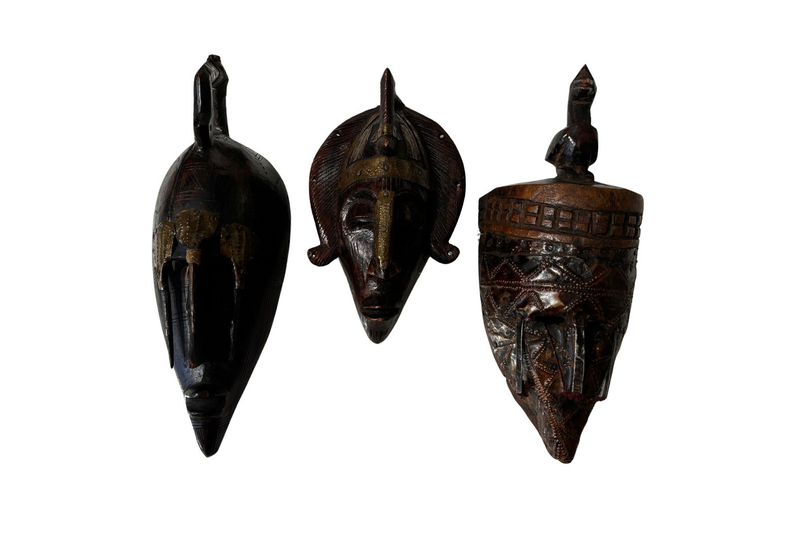 THREE WEST AFRICAN MARKA MALI MASKS (1 of 10)