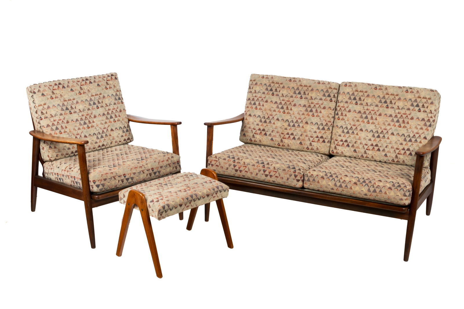 MID CENTURY TEAK CHAIR & SOFA SET (1 of 3)
