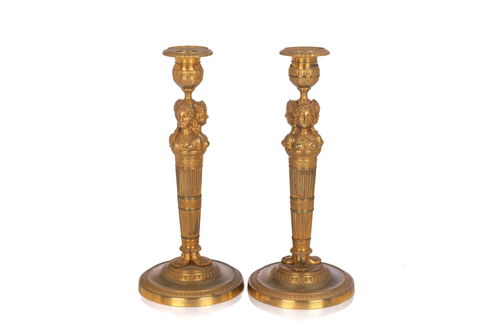 PAIR OF FRENCH EMPIRE BRONZE CANDLESTICKS (1 of 4)