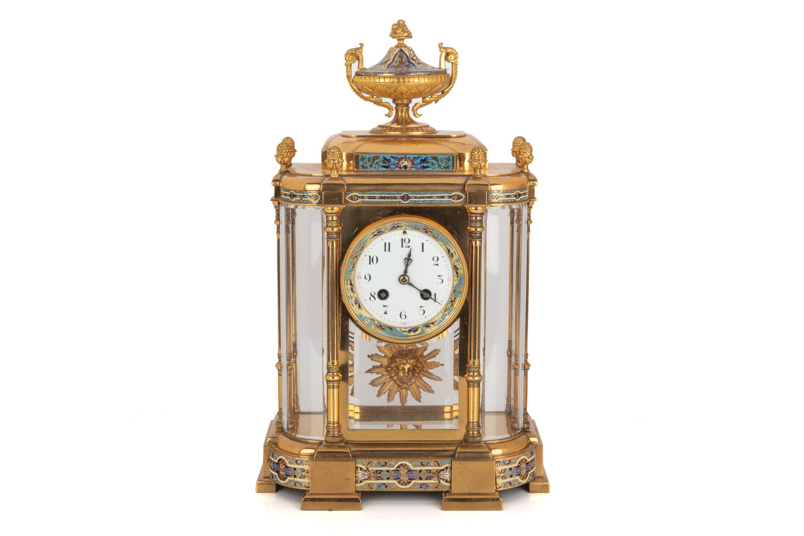 FINE FRENCH CHAMPLEVE & GILT BRONZE CLOCK (1 of 6)