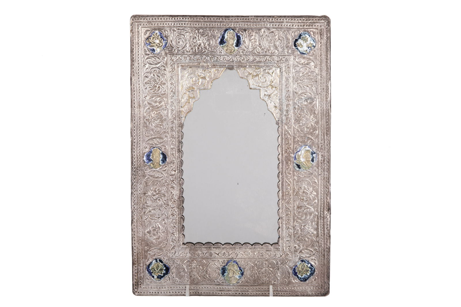 INDO PERSIAN SILVER & ENAMEL MIRROR (1 of 2)