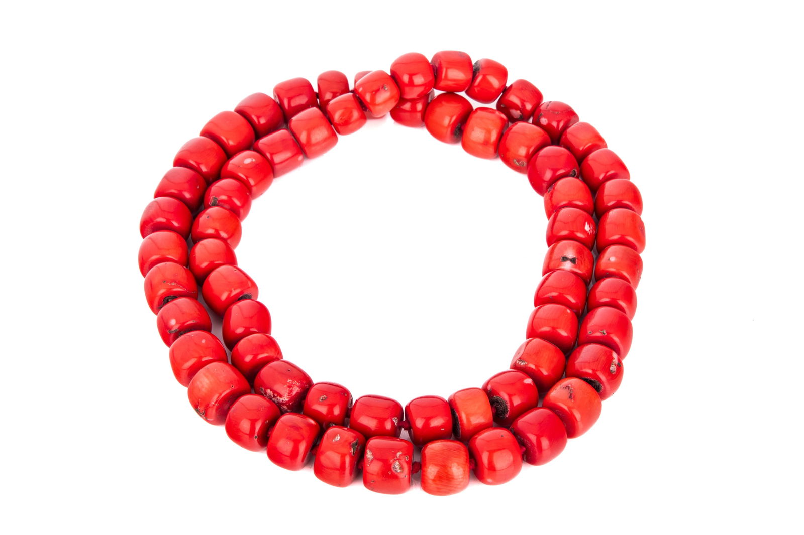 LARGE RED CORAL BEADED NECKLACE STRAND (1 of 2)