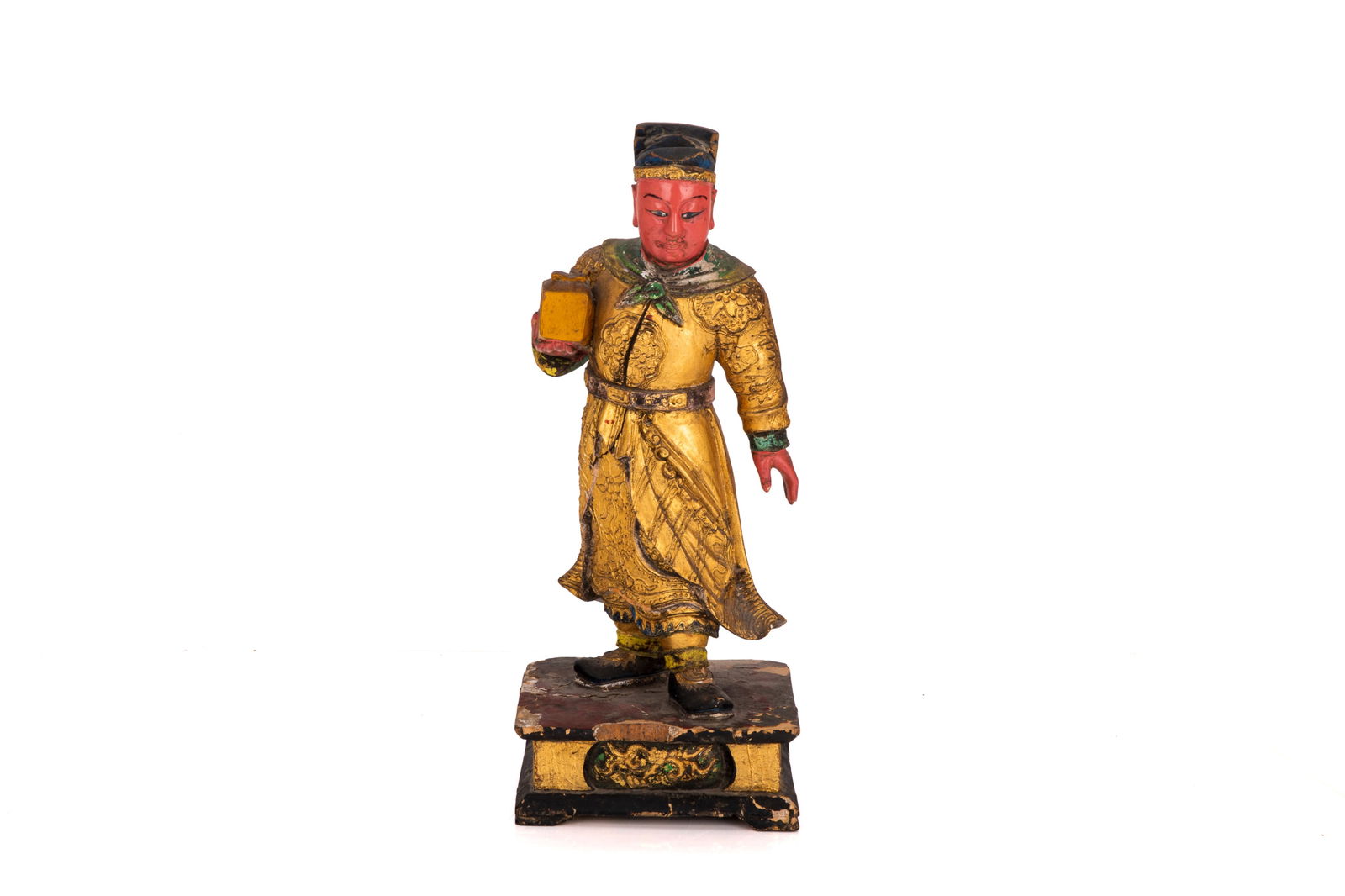 GILT LACQUERED WOOD FIGURE OF GUAN PING (1 of 5)