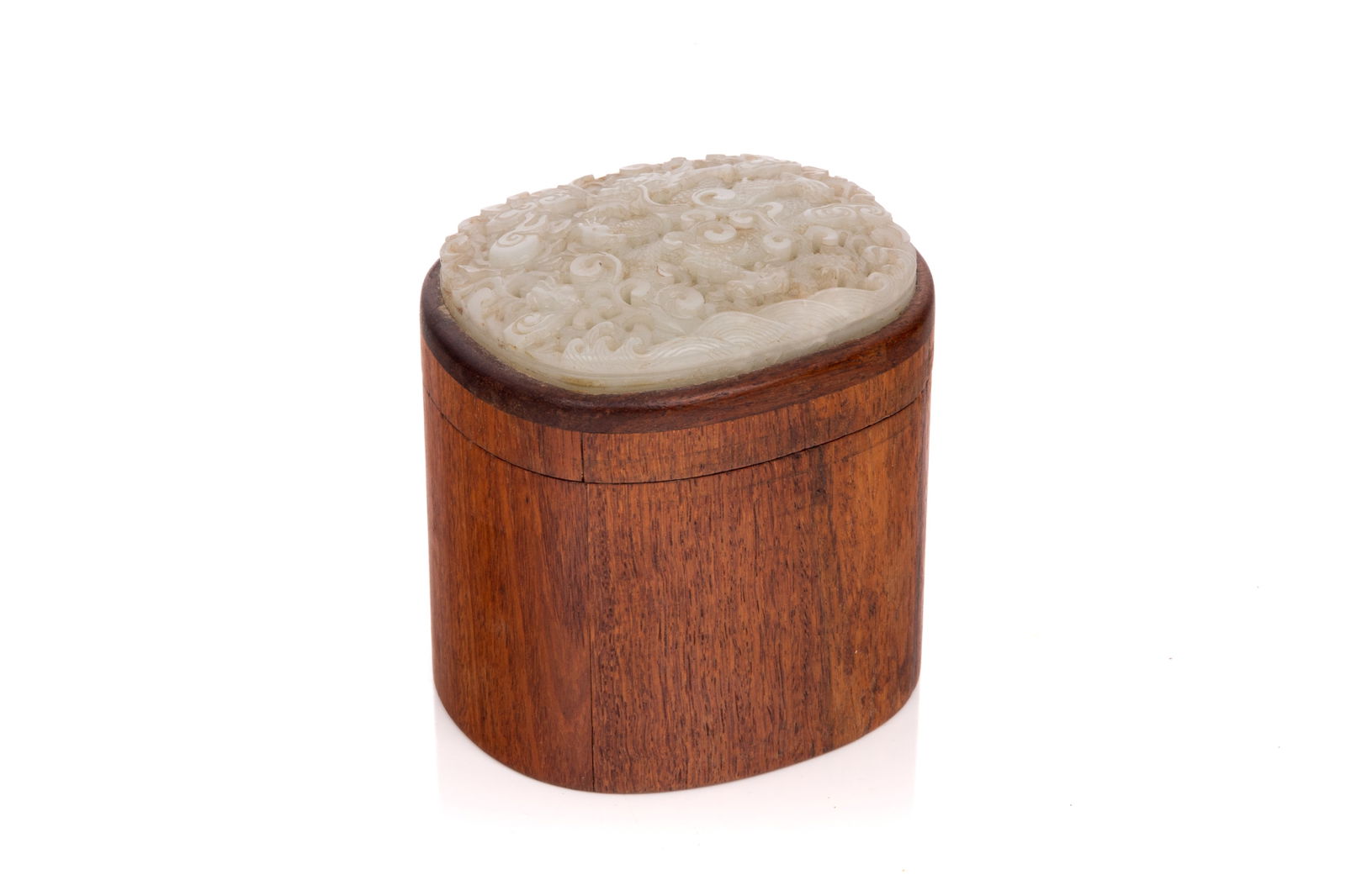 CELADON JADE PLAQUE INSET IN WOOD BOX (1 of 6)