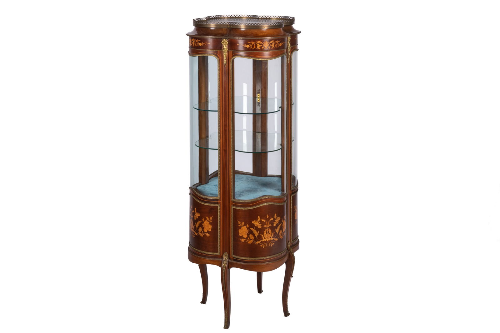 FRENCH PARQUETRY VITRINE WITH ROUNDED GLASS PANELS (1 of 5)