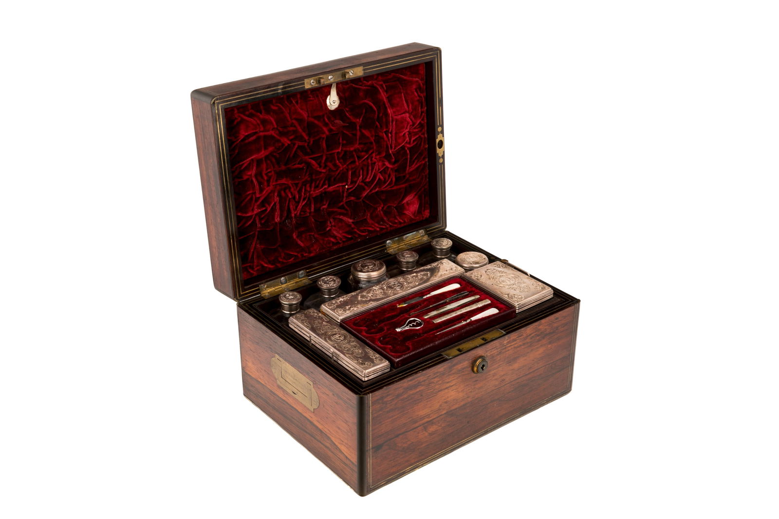 VICTORIAN CASED SILVER TOILETRY SET (1 of 4)