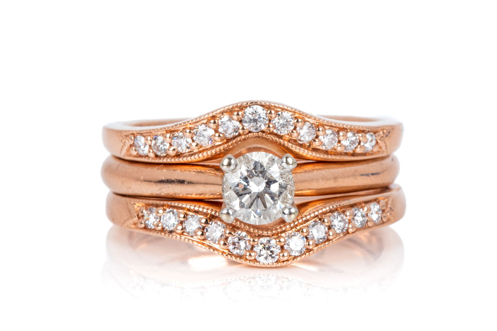 MICHAEL HILL ROSE GOLD WEDDING SET 6.2g (1 of 4)