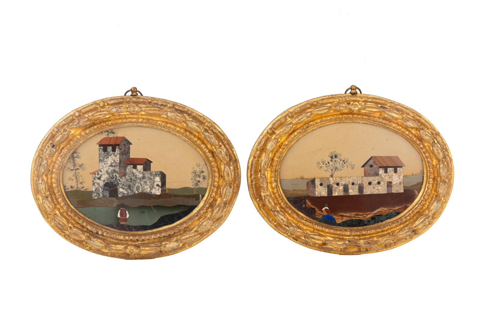 PAIR OF ITALIAN PIETRA DURA FRAMED PANELS (1 of 4)