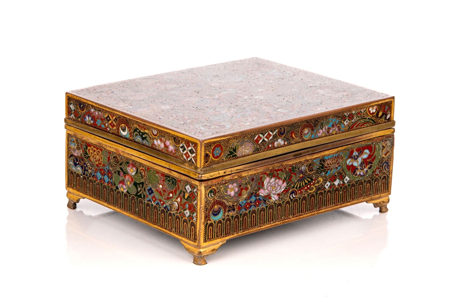 JAPANESE CLOISONNE ENAMELED COVERED BOX (1 of 6)