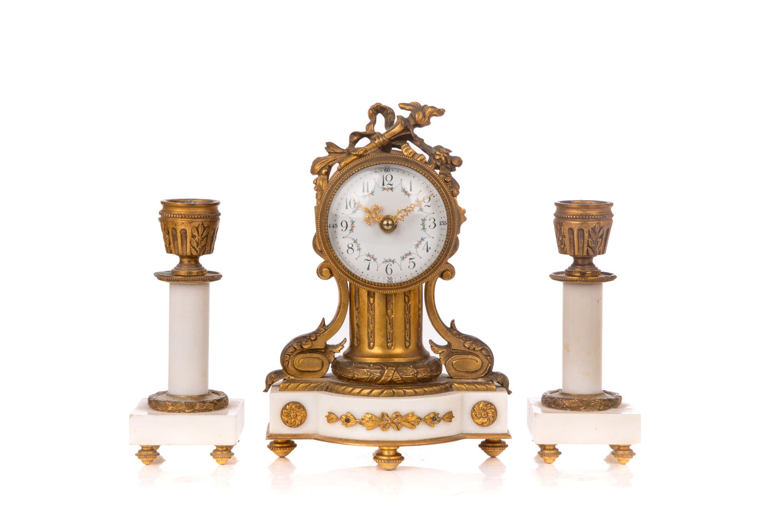 ANTIQUE FRENCH ORMULU & MARBLE CLOCK GARNITURE (1 of 6)