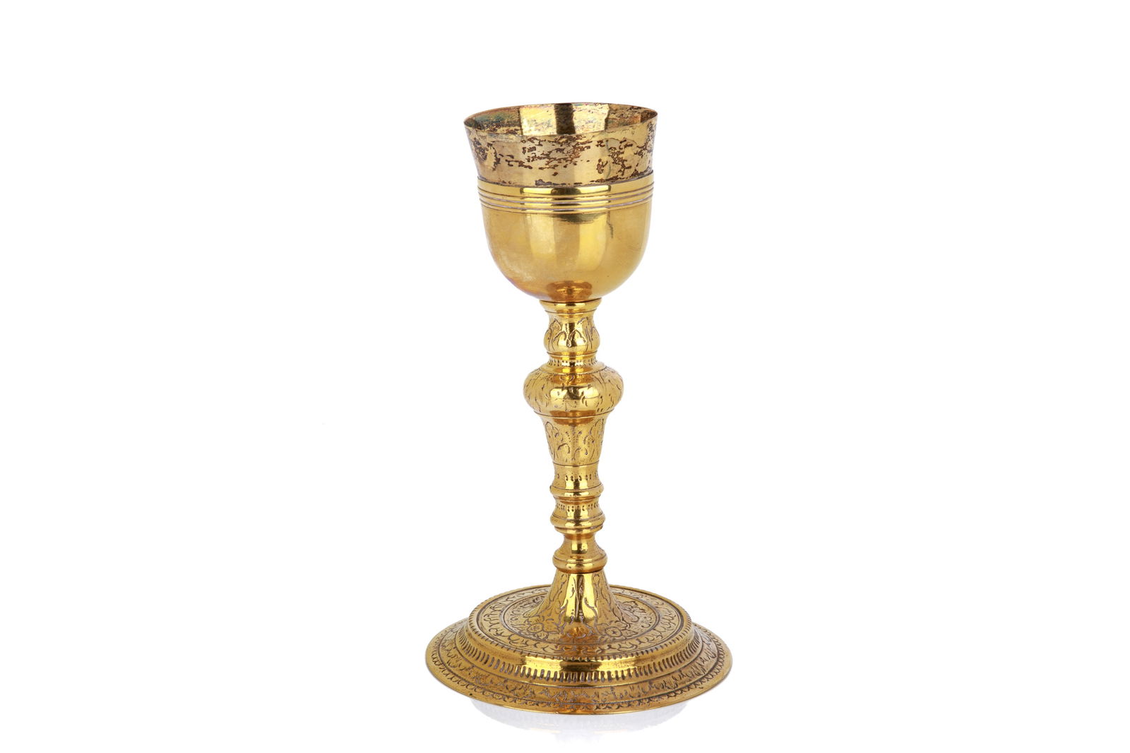 19th C GILT BRONZE & SILVER RELIGIOUS CHALICE (1 of 4)