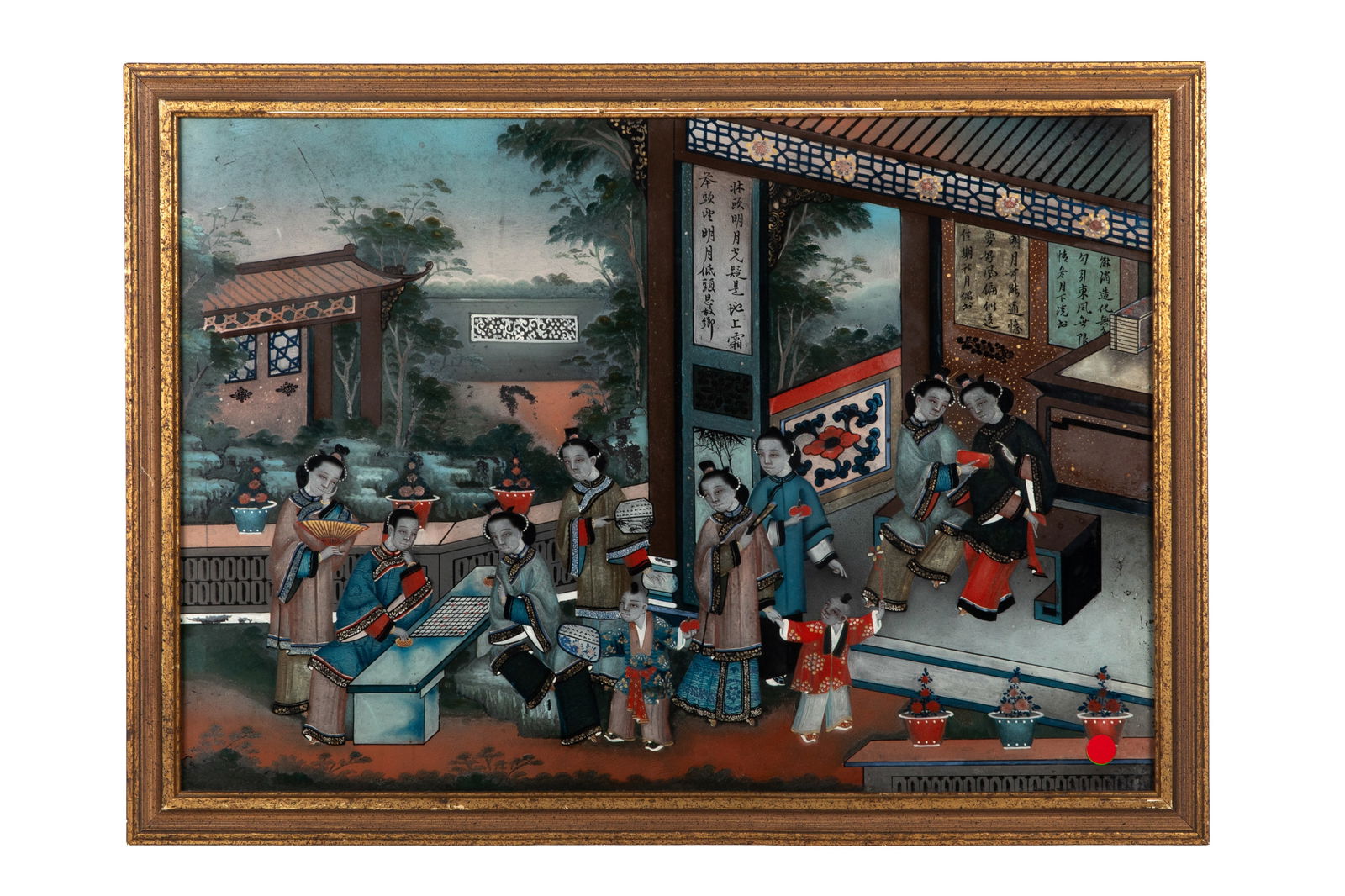 ANTIQUE CHINESE REVERSE PAINTING OF GLASS (1 of 4)