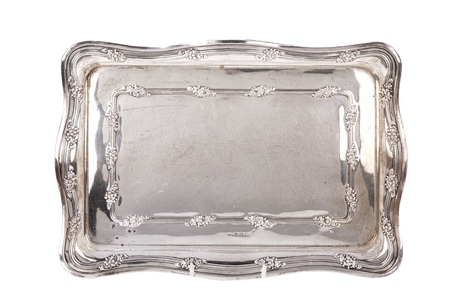 RECTANGULAR BIRMINGHAM ENGLISH SILVER TRAY, 332g (1 of 2)