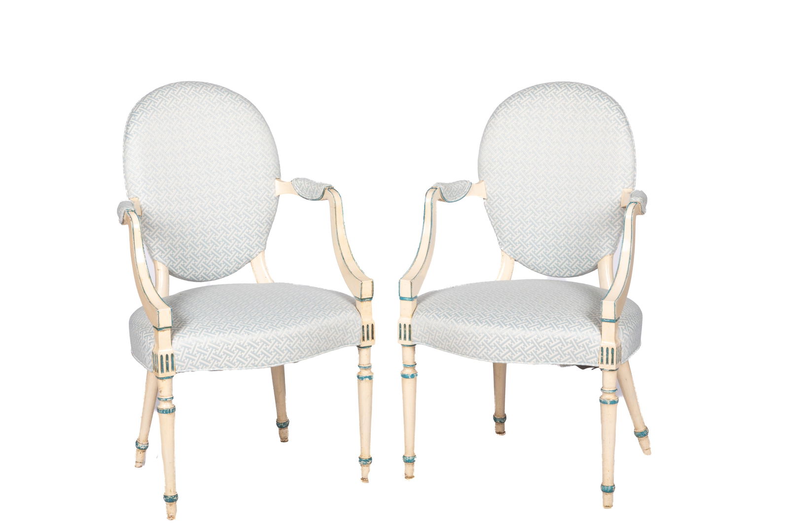 PAIR OF REGANCY PAINTED ARM CHAIRS: H 37" x W 23" x D 21"