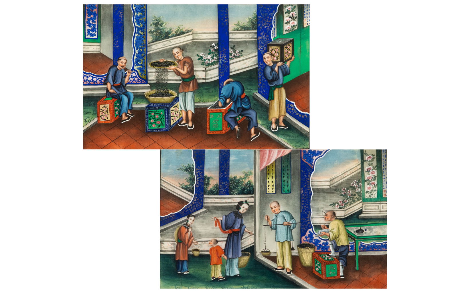 SCHOOL OF LAMQUA  PAIR EXPORT GOUACHE (1 of 6)