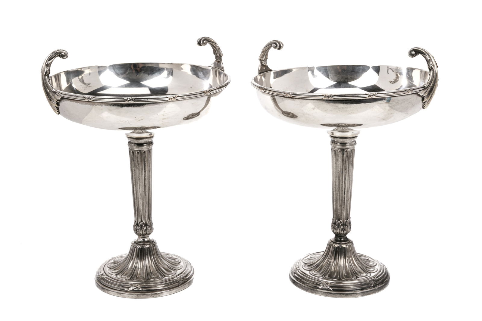 PAIR OF NEOCLASSICAL SILVERPLATED COMPORTS (1 of 3)