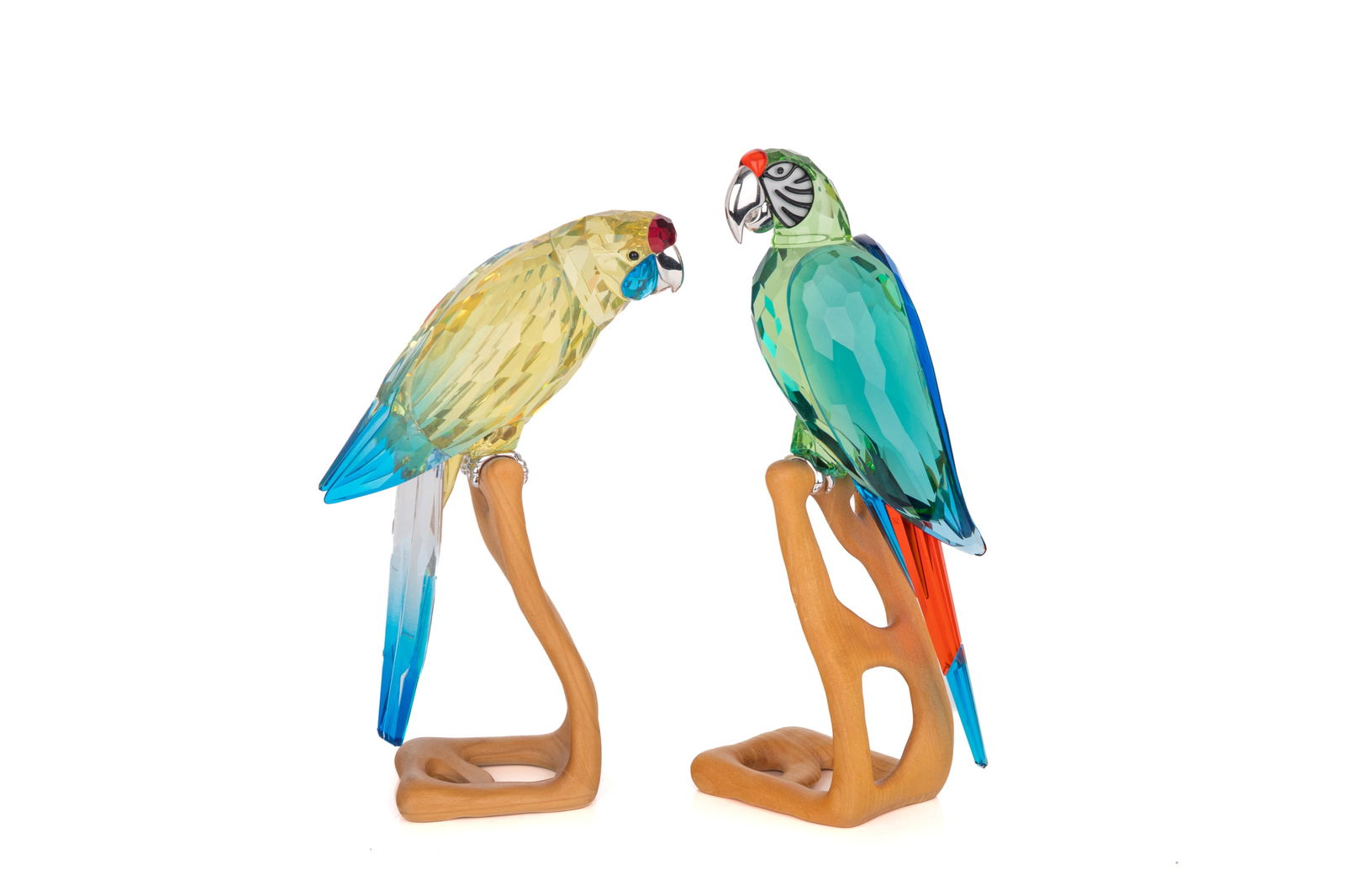 TWO SWAROVSKI CRYSTAL COLOURED PARROT BIRDS (1 of 3)