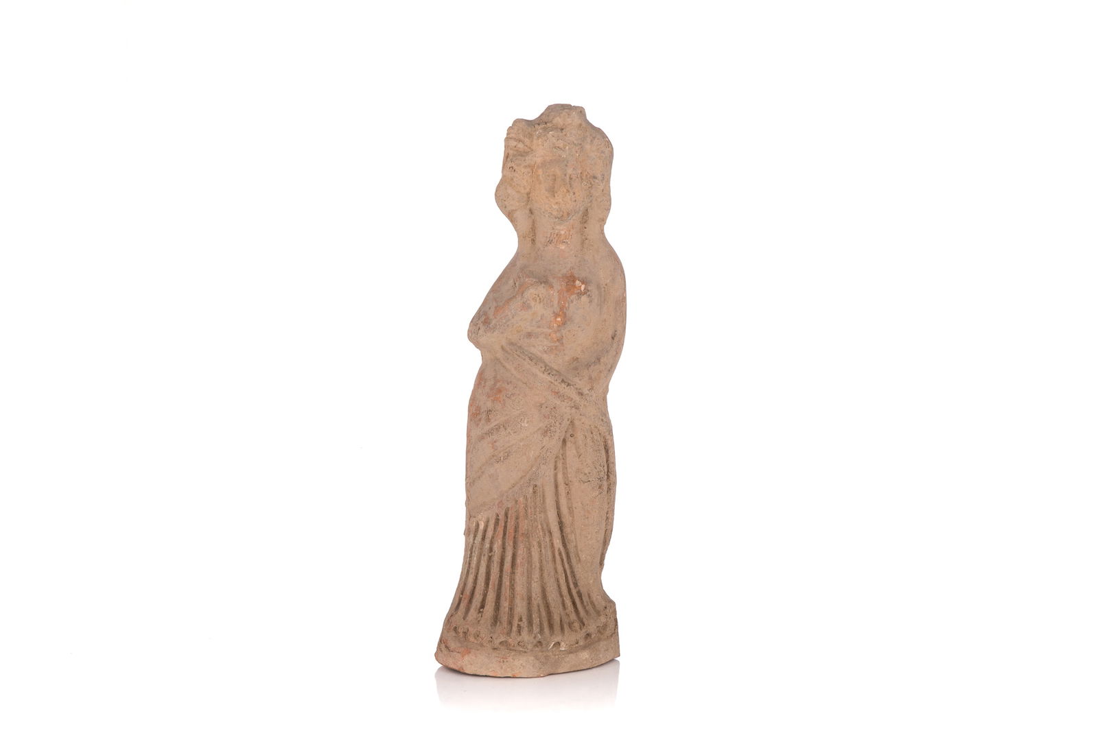 PALMERIAN TERRACOTTA POTTERY TENAGRA FIGURE: Possibly Syrian 2-5th C AD H 34cm (13 1/4in)