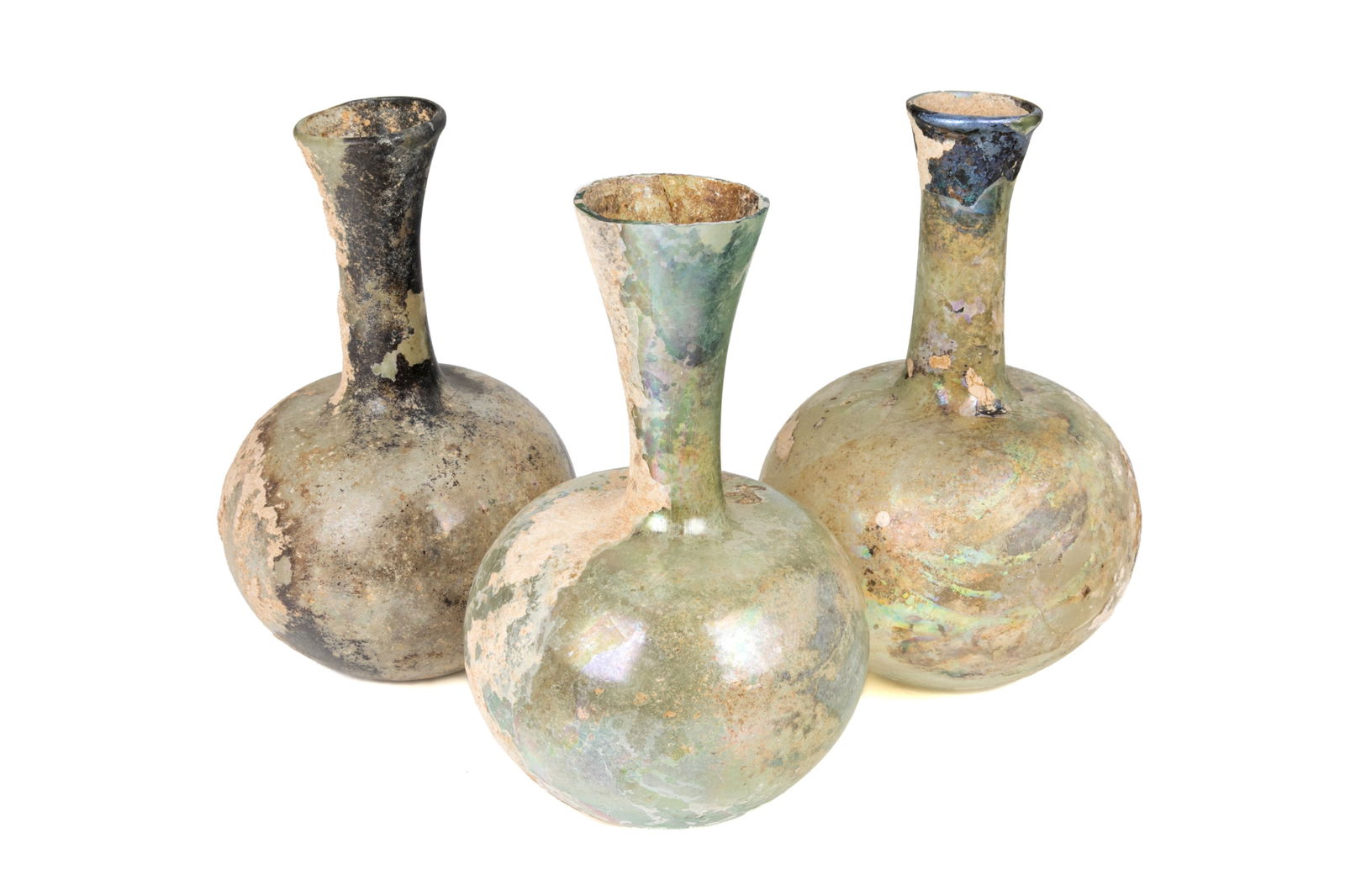 THREE ROMAN GLASS VIALS (1 of 5)