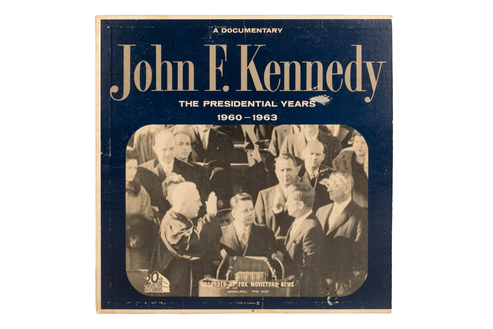 JOHN F. KENNEDY, THE PRESIDENTIAL YEARS, 45 RPM: Phonographic record album of the Inaugural Address, January 20, 1961, in a pictorial sleeve. Provenance: The Collection of Peter Lerner (Toronto); Sotheby's, The Estate of Jacqueline Kennedy Onassis, 