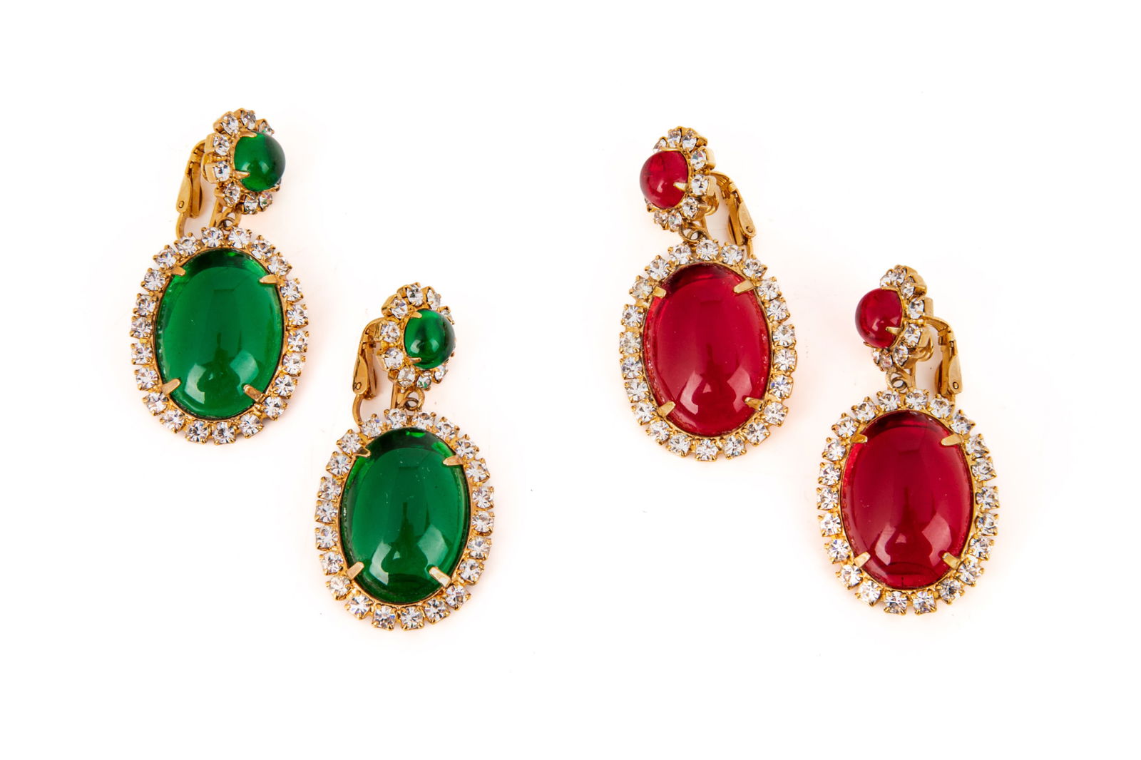 SIMULATED DIAMOND & COLORED STONE EARCLIPS (1 of 4)