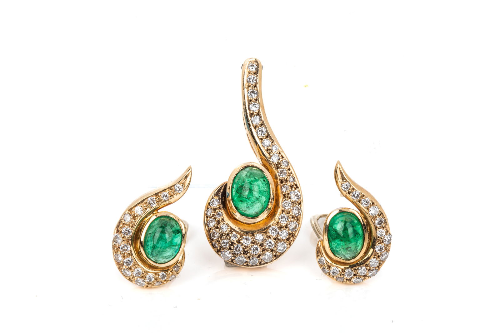 14K DIAMOND & QUARTZITE PENDANT & EARRINGS 15g (1 of 3)